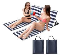 Sonnewelt Lot 2 chaises Plage Pliantes 158x55 cm, Bleu/Blanc
