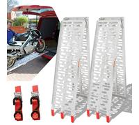 Sonnewelt Lot de 2 rampes chargement pliables - 340 kg par rampe d'accès pour remorque, rail antidérapant moto, quad, voiture, 226 cm, pliable Argenté