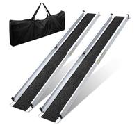 Sonnewelt Lot de 2 rampes de fauteuil roulant de 105 à 183 cm - En aluminium - Jusqu'à 300 kg - Rampe télescopique avec sac en textile - Rampe pour fauteuil roulant - Pliable - Rampe d'escalier pour