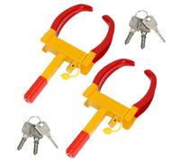 Sonnewelt Lot de 2 Sabots de Roue Sabot de Pneu Antidémarrage avec 6 Clés Sabot de stationnement Antivol Protection PVC Cylindre de Serrure en Laiton Sabot