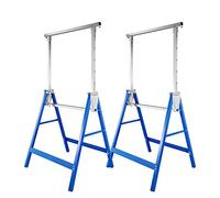 Sonnewelt Lot de 2 Tréteaux télescopiquesBleu 7 positions réglables en hauteur 80-130 cm - Support d'échafaudage stable jusqu'à 200 kg avec un dispositif antidérapant