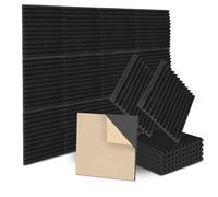 Sonnewelt Lot de 24 panneaux acoustiques en mousse - 2,5 x 30 x 30 cm - Isolation acoustique - Pour studio d'enregistrement, podcasts, rainures triangulaires