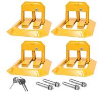 Sonnewelt Lot de 4 barrières de parking avec 16 vis d'expansion, barrière de parking avec 12 clés, poteau de parking pliable, serrure de parking universelle, barrière de parking pour garage