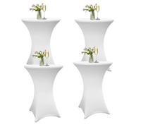 Sonnewelt Lot de 4 housses extensibles pour table mange-debout - Nappe élastique - Diamètre 80-85 cm - Pour table de bistrot - Housse de table de mariage - Nappe blanche