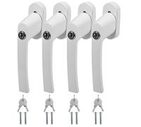 Sonnewelt Lot de 4 poignées de fenêtre verrouillables en aluminium, sécurité enfant avec serrure de longueur 35 mm, serrure de fenêtre avec clé, poignée de fenêtre blanche