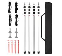Sonnewelt Lot de 4 poteaux de tente en alliage d'aluminium - Hauteur réglable de 87,5 à 234,5 cm - Avec mécanisme de verrouillage Twist Lock - Pour tente, bâche, auvent ou bâche