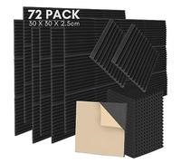 Sonnewelt Mousse acoustique auto-adhésive 72 pièces 2,5x30x30 cm 3D Dalles de contrôle acoustique à haute densité pour réduire la réverbération et l’écho - Idéal pour studios d’enregistrement, bureaux