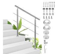 Sonnewelt Rampe d'escalier en acier inoxydable - 120 cm - Avec 2 barres transversales pour l'intérieur et l'extérieur - Rampe d'entrée de qualité supérieure pour balcon, escalier et parapet