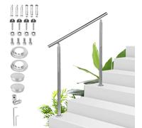 Sonnewelt Rampe d'escalier en acier inoxydable - 120 cm - Sans barres transversales pour l'intérieur et l'extérieur - Rampe d'entrée de qualité supérieure pour balcon, escalier et parapet