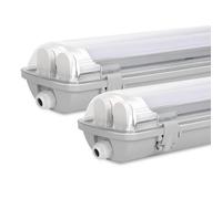 Sonnewelt Reglette LED garage 150cm Eclairage Led etanche 2 unités 24W 4800LM IP65 2xT8 Tube Reglette Led etanche,Blanc neutre 4000K Garage Atelier Plafonnier pour Atelier,Sous Sol,Bureau