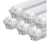 Sonnewelt Reglette LED garage 150cm Eclairage Led etanche 6 unités 24W 4800LM IP65 2xT8 Tube Reglette Led etanche,Blanc neutre 4000K Garage Atelier Plafonnier pour Atelier,Sous Sol,Bureau