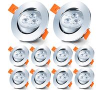 Sonnewelt Spot led encastrable 230V Lot de 10 x 3W Blanc Froid Spots encastrés led Orientable Φ 60mm spots de plafond éclairage encastré intégrées LED sallede bain