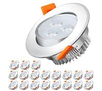 Sonnewelt Spot led encastrable 230V Lot de 20 x 3W Blanc Chaud Spots encastrés led Orientable Φ 60mm spots de plafond éclairage encastré sallede bain