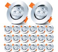 Sonnewelt Spot led encastrable 230V Lot de 20 x 3W Blanc Froid Spots encastrés led Orientable Φ 60mm spots de plafond éclairage encastré intégrées LED sallede bain