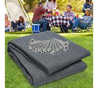 Sonnewelt Tapis d'auvent 250 x 250 cm, 100 % polyéthylène haute densité, tapis de camping d'extérieur avec 13 piquets, équipé d'un sac de transport, lavable (gris bleu)