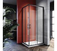 SONNI Cabine de douche d'angle - 70 x 90 cm - Noir - Sans receveur de douche - Porte coulissante - En verre de sécurité - Porte coulissante - En verre de sécurité