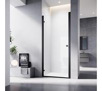 SONNI Charnière de porte de douche 90 x 195 cm Joint pivotant Douche Noir 6 mm Barre de protection contre l'eau