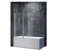 Sonni Paroi de douche 120 x 140 cm Paroi de douche pour baignoire avec stabilisateur