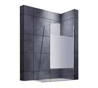 SONNI Paroi de douche 90 x 200 cm Partiellement satinée Walk dans paroi de douche avec stabilisateur réglable (70-120 cm)