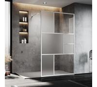 SONNI Paroi de douche DIY 120 x 200 cm Walk in Silver Design Cabine de douche modulaire assemblée en verre de sécurité Nano de 8 mm, paroi de douche ESG avec stabilisateur, peut être montée sur le