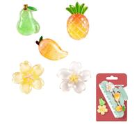Sonnorel Accessoires pour Barrettes Invisibobble à Personnaliser, 5 Petits Accessoires Remplaçables UNIQUEMENT,Décorations en Forme de Fruits et de Fleurs,Série Jaune Vert