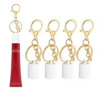 Sonnorel Lot de 4 porte-clés brillants à lèvres compatibles avec baume à lèvres Sum mer Fridays (capuchon blanc, porte-clés doré)