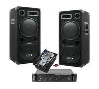 SONO 2480W avec 2 ENCEINTES DOUBLE BOOMER + 1 AMPLI SONO + câble hp et câble PC idéal sonorisation salle de mariage anniversaire b