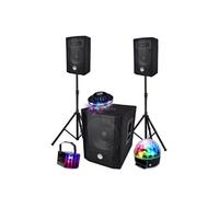 Sono complète 1000W, USB Bluetooth Caisson bi-amplifié 600W, 30cm, 3 jeux de lumières LED Animation Club, Soirée