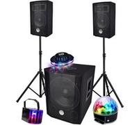 Sono complète 1000W, USB Bluetooth Caisson bi-amplifié 600W, 30cm, 3 jeux de lumières LED Animation Club, Soirée