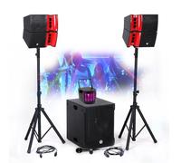SONO COMPLETE 1200W BMS15-HORN, Enceintes satellites, SUB 38cm USB/Bluetooth, Supports Câbles, Light SUN