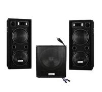 SONO DJ PACK SPORT 2800W CUBE 1512 avec CAISSON Amplifiée + ENCENTES + CABLES HP et PC LED PA DJ LED LIGHT SOUND JEUXFITNESS