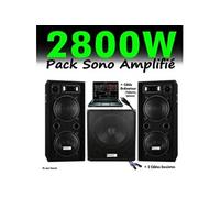 SONO DJ PACK SPORT 2800W CUBE 1512 avec CAISSON Amplifiée + ENCENTES + CABLES HP et PC LED PA DJ LED LIGHT SOUND