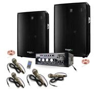 SONO KARAOKE 4 MICROS + AMPLI + 2 ENCEINTES 300W PA DJ SONO MIX LED LIGHT SOIRÉE FAMILIALE BAR CLUB MAISON DANSE