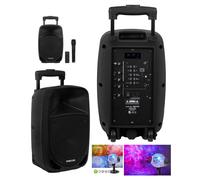 SONO PORTABLE 8’’ PRO PARTY KARAOKE BLUETOOTH USB FM MSD + MICRO-MAIN SANS FIL + TELECOMMANDE MEGABASS TWS + JEUX DE LUMIERE PACK