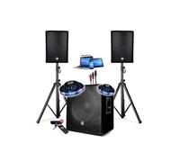 SONO Système triphonique 1800W USB Bluetooth + PIEDS + CABLES et 2 OVNI LED offerts - PA DJ SONO MIX Soirée disco mobile Club