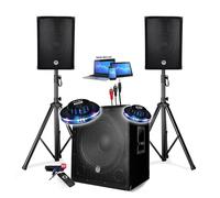 SONO Système triphonique 1800W USB Bluetooth + PIEDS + CABLES et 2 OVNI LED offerts - PA DJ SONO MIX Soirée disco mobile Club