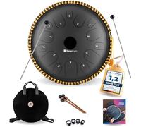 Sonodrum Steel Tongue Drum « Exclusive » do majeur en noir - 15 pouces avec 14 sons - Tambour à langue en acier avec livre de partitions, mailloches et sac. Savoir jouer des notes n'est pas nécessaire