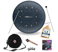 Sonodrum Steel Tongue Drum « Standard » ré majeur en bleu foncé - 12 pouces avec 11 sons - Tambour à langue avec livre de partitions, mailloches et sac. Savoir jouer des notes n'est pas nécessaire.