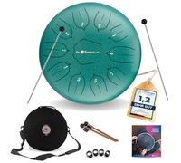 Sonodrum Steel Tongue Drum « Standard » ré majeur en vert - 12 pouces avec 11 sons - Tambour à langue en acier avec livre de partitions, mailloches et sac. Savoir jouer des notes n'est pas nécessaire.