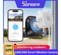 SONOFF CAM-S3W, caméra intelligente pour fenêtre GlassView 2K, Wi-Fi 2,4 GHz/5 GHz, vision nocturne couleur, détection d'humains et de mouvements par IA, sécurité domestique