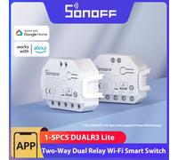 SONOFF DUALR3 Lite Module double relais bricolage MINI commutateur WiFi intelligent 1-5 pièces synchronisation de contrôle bidirectionnelle via eWeLink Alexa Google maison intelligente 2PCS DUALR3 Lit
