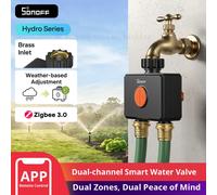 SONOFF Hydro DUO Vanne d'eau intelligente double canal Zigbee avec débitmètre, entrée en laiton, économie d'eau saisonnière, alerte de fuite et de gel via l'application