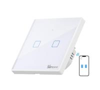 SONOFF Interrupteur Connecté WiFi Sans Fil, 2 Gang Interrupteur Mural Intelligentavec Contrôle à Distance&Contrôle RF, Compatible avec Alexa,Google Home, 960W/4A