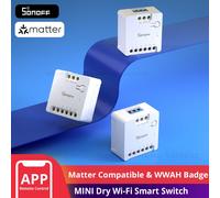 SONOFF MINI-D Contact sec WiFi commutateur intelligent ESP32 puce Matter Compatible entrée AC/DC 1-10 pièces ensemble scène intelligente via eWeLink Alexa 6PCS MINI-D