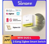 SONOFF MINI DUO-L commutateur intelligent Zigbee à 2 gangs MINI-ZB2GS-L aucun fil neutre requis contrôle de commutateur externe double canal plus petit