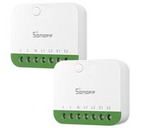 SONOFF Mini Duo Lot de 2 interrupteurs intelligents Wi-Fi mats à 2 canaux, charge totale 16 A, contrôle à distance et automatisation, conducteur neutre nécessaire, compatible avec Alexa/Google