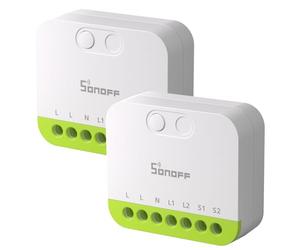 SONOFF Mini Duo Zigbee Lot de 2 interrupteurs intelligents à 2 canaux Zigbee 3.0, charge totale 16 A, télécommande via hub Zigbee, conducteur neutre nécessaire, compatible avec Alexa/Google
