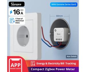 SONOFF MINI-ZB1GP MINI PM Compteur de puissance Zigbee, suivi de l'énergie en temps réel, surveillance des appareils intelligents, calcul du coût, routeur Zigbee