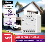 SONOFF Mini ZBD Zigbee 3.0 Relais de contact sec AC/DC compatible avec hubs Zigbee, fonctionne avec Alexa & Google Home, relais intelligent pour porte de garage, chaudière, moteurs CC et électrovannes