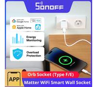SONOFF Orb Prise murale intelligente Wi-Fi (Type F/Type E) compatible Matter, avec suivi de la consommation d'énergie, suivi de la facture d'électricité et protection contre les surcharges